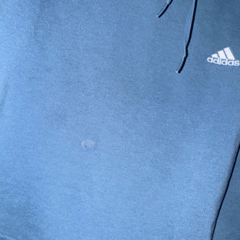 adidas Blue crop Hoodie with White Stripes - Picture 4 of 4